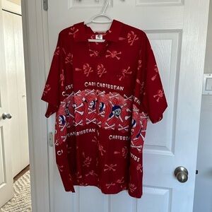 RIMA size extra extra large red Caribbean skull n crossbones short sleeve button